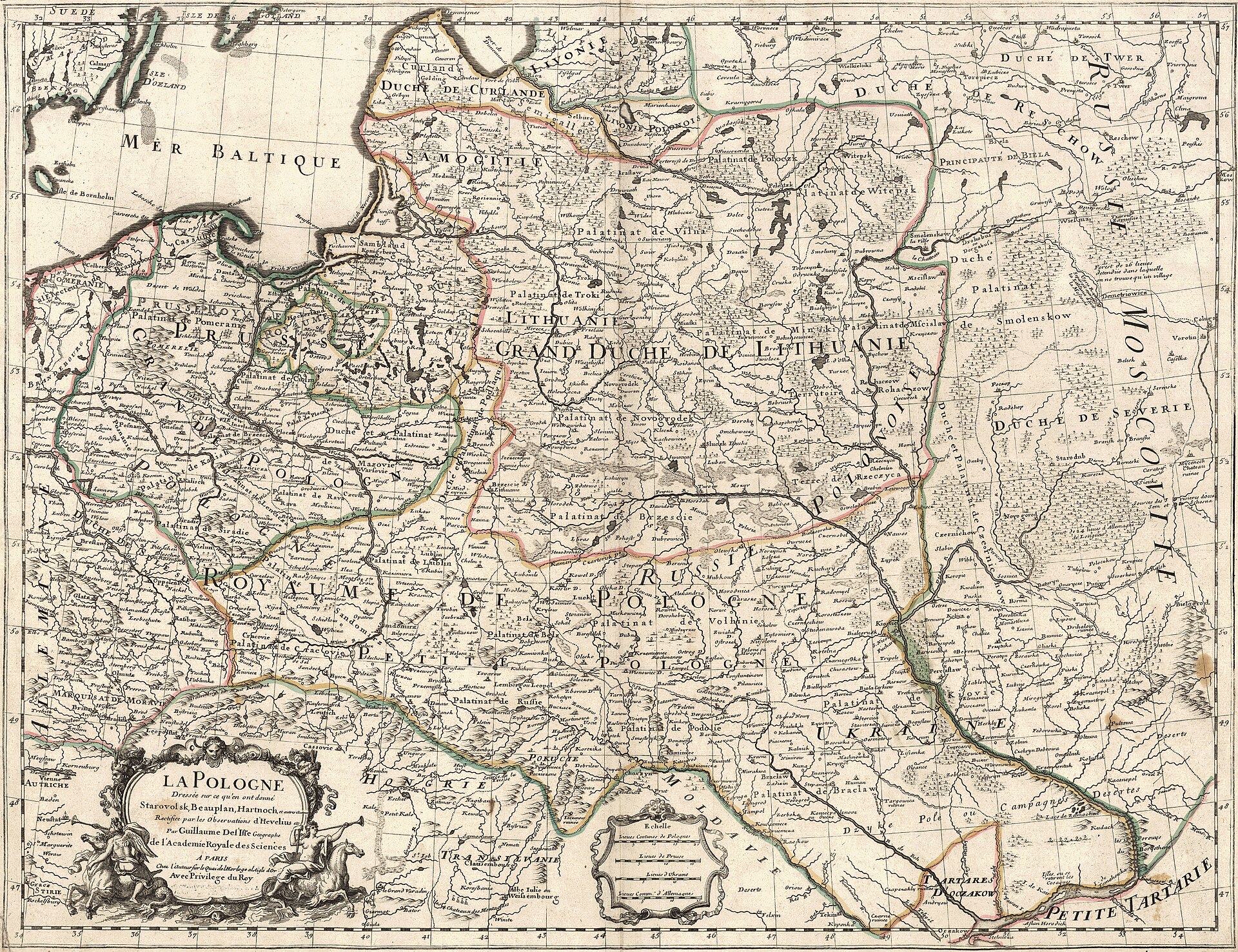 La Pologne - mapa Polski Delisle'a