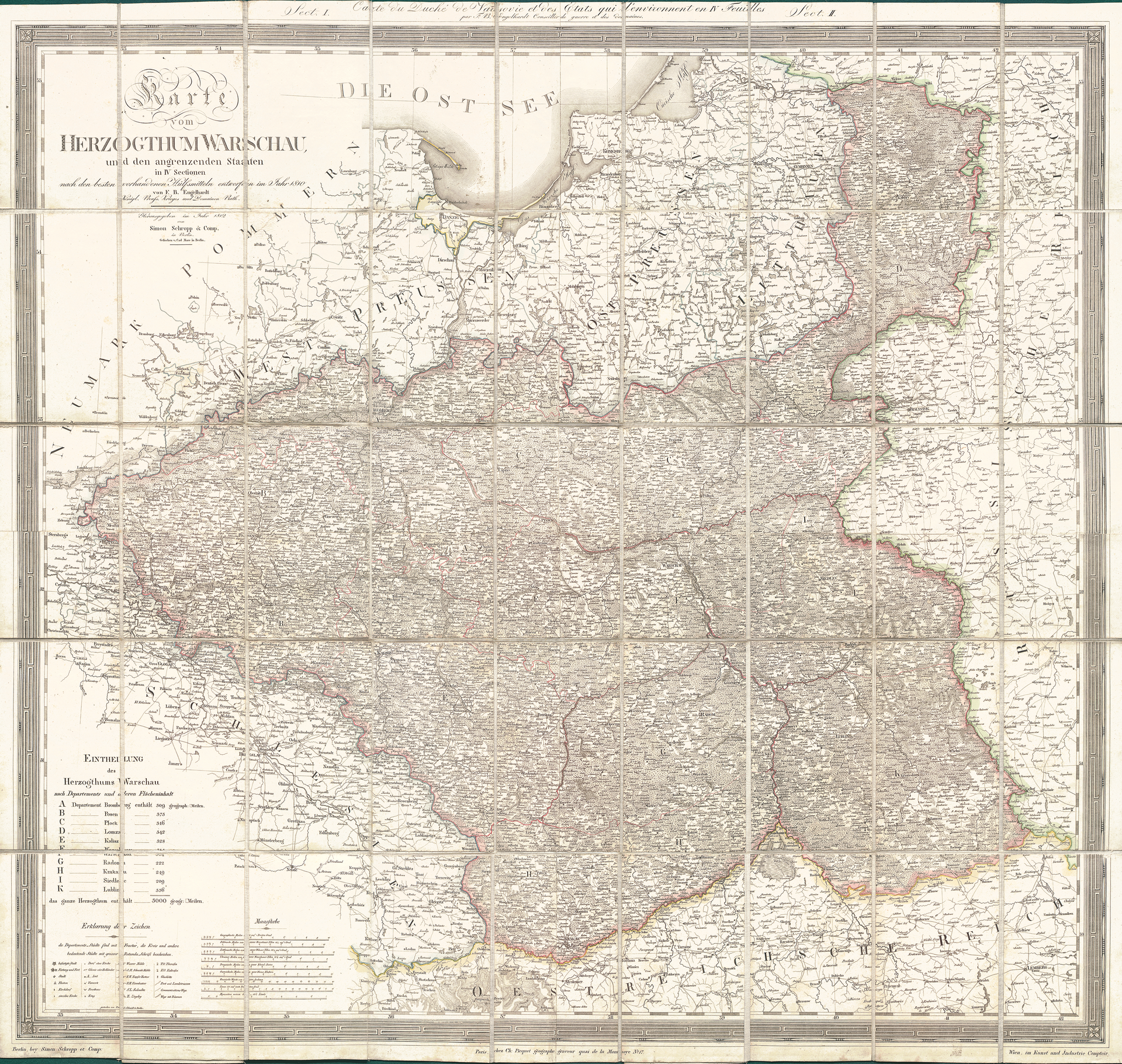 Mapa Księstwa Warszawskiego z 1812 r. (zbiory AGAD)