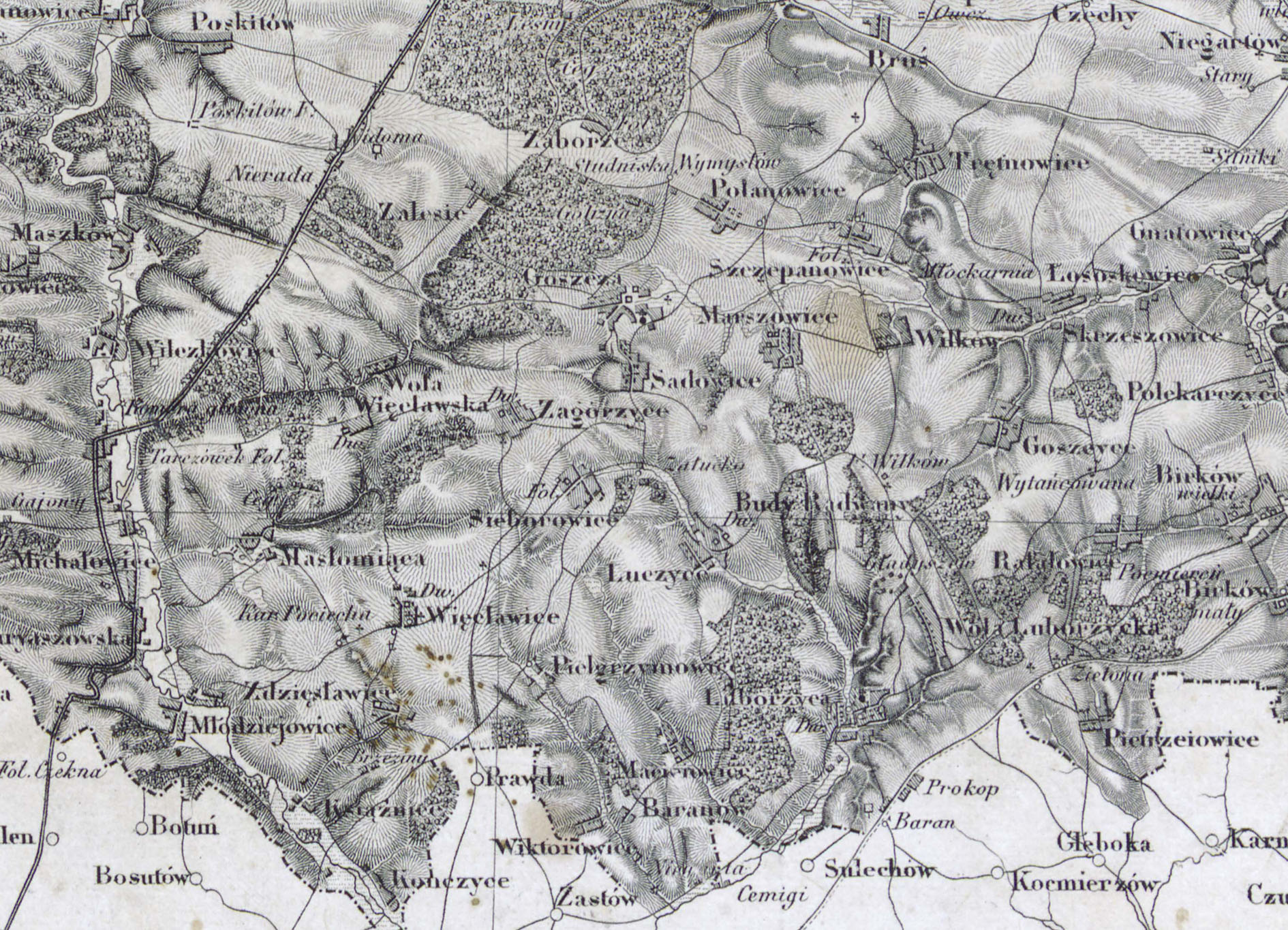 Mapa Kwatermistrzostwa — sekcja okolic Krakowa (Wieliczka, Zagórzyce)